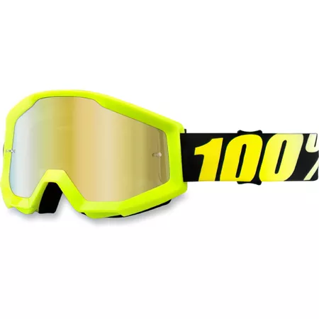 100% Motocross Goggles Strata Yellow gold mirror lens