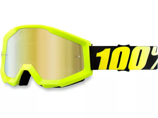 100% Motocross Goggles Strata Yellow gold mirror lens