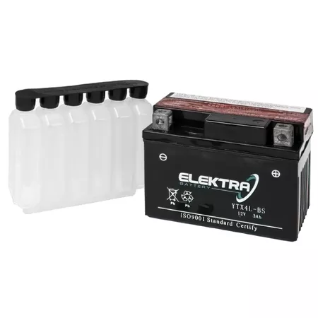 Battery RMS YTX4L-BS, standard, 4Ah, maintenance-free (delivered with acid pack)