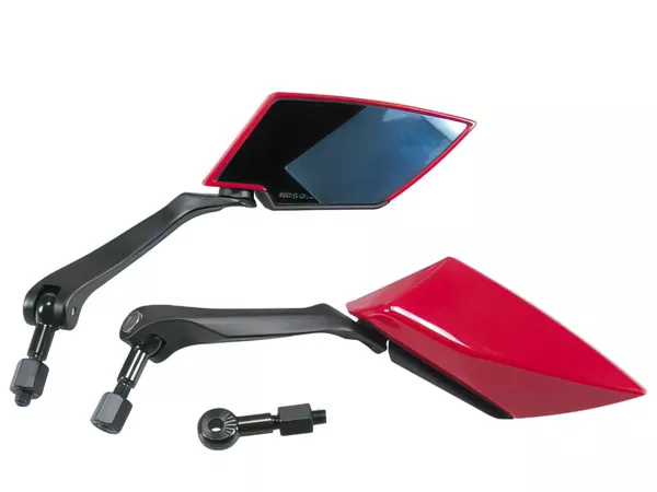 Koso Mirror Set (right + left), M6, black\/ red