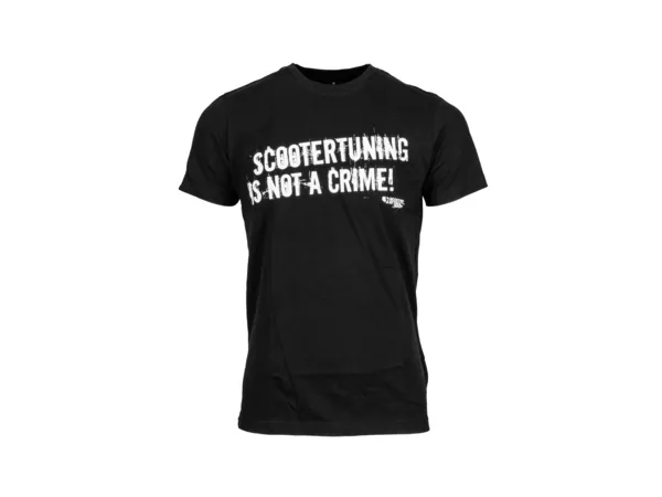 T-shirt Scootertuning is not a crime (STINAC), black, size S - Size: S