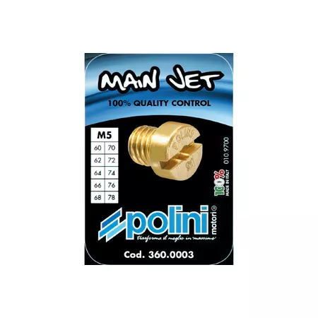Main Jet Set Polini Dell'Orto 5mm 60 - 78 - Jet size: 60 - 78
