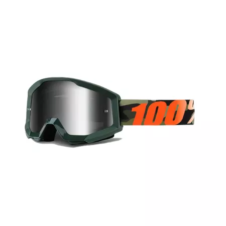 100% Motocross Goggles Strata Huntsitan silver mirror lens