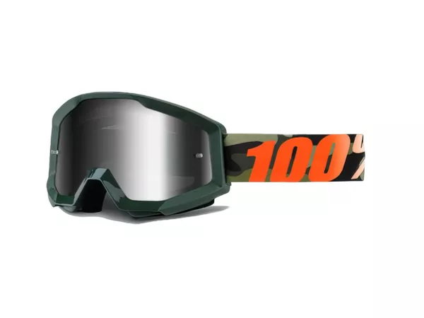 100% Motocross Goggles Strata Huntsitan silver mirror lens