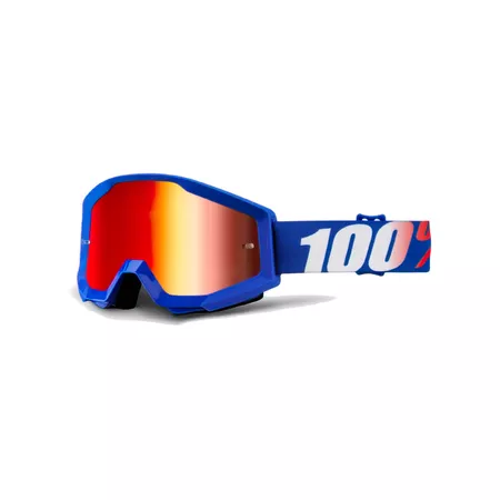 100% Motocross Goggles Strata Nation red mirror lens
