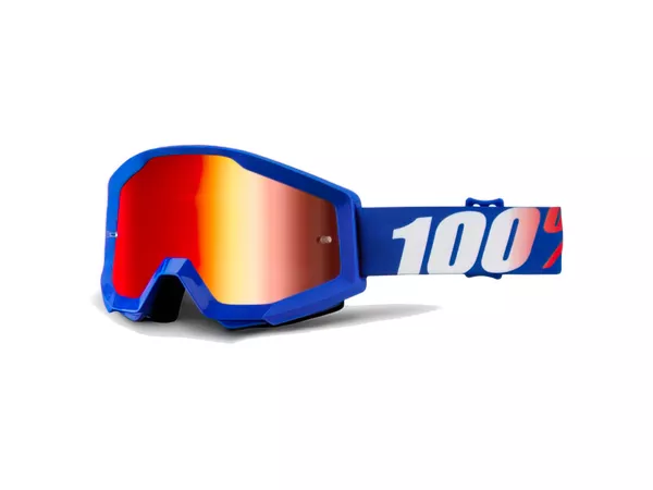 100% Motocross Goggles Strata Nation red mirror lens