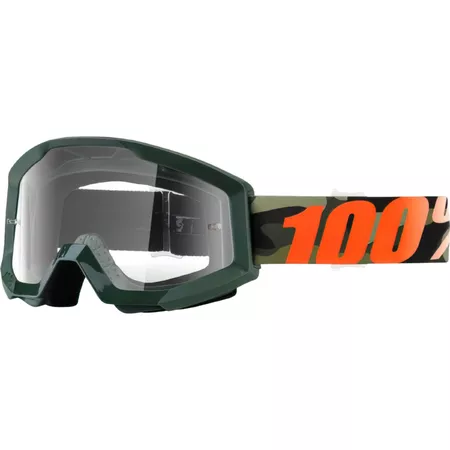 100% Motocross Goggles Strata Huntsitan clear lens