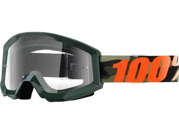 100% Motocross Goggles Strata Huntsitan clear lens