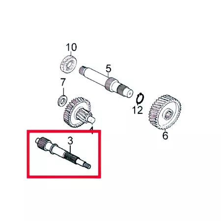 Primary Gears \/ Drive Shaft Kymco Agility 50cc 4-stroke 12 inch