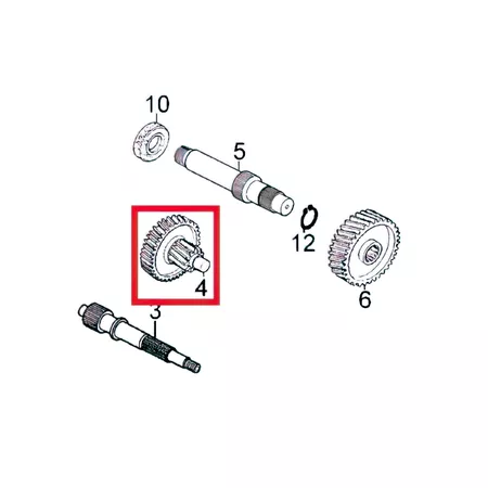 Countershaft \/ Layshaft Kymco 14\/53 Agility 50cc 4-stroke 12 inch