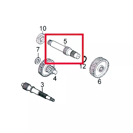 Secondary Gears \/ Output Shaft Kymco Agility 50cc 4-stroke 12 inch
