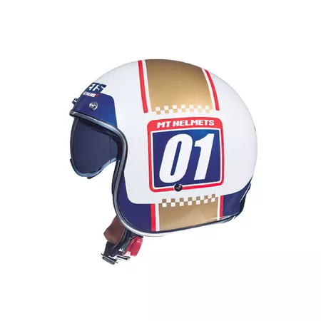 Jet \/ Open Face Helmet MT Le Mans 2 SV Numberplate white \/ gold, XS - Size: XS