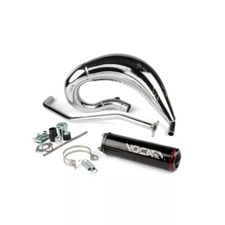 Exhaust Voca Cross Chromed 50 \/ 70cc black Aprilia SX \/ Derbi DRD