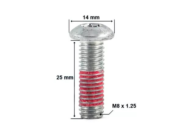 Screw f. brake disc lens head M8 x 1.25 x 25mm Peugeot