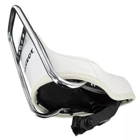 Seat type chopper Peugeot 103 white with Peugeot logo
