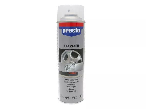 Clear Varnish glossy Presto for wheel paints 500ml (spray)