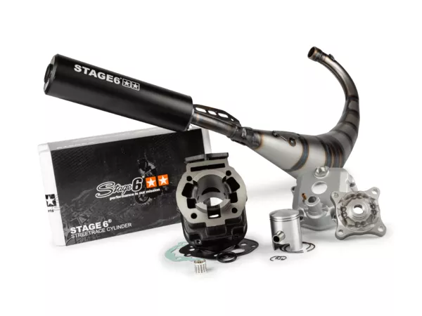 Tuning Kit cylinder + exhaust Stage6 50cc Streetrace cast iron Derbi Euro 3\/ Euro 4