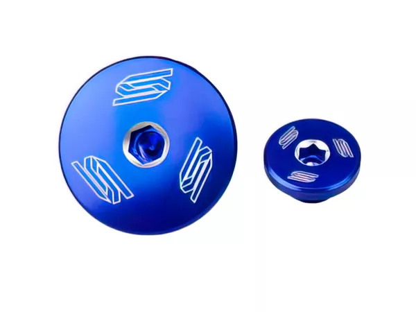 Engine Plug \/ Oil Cap Scar aluminium YZF 250 \/ 450 blue
