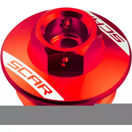 Oil Filler Cap Scar aluminium Honda \/ Yamaha red