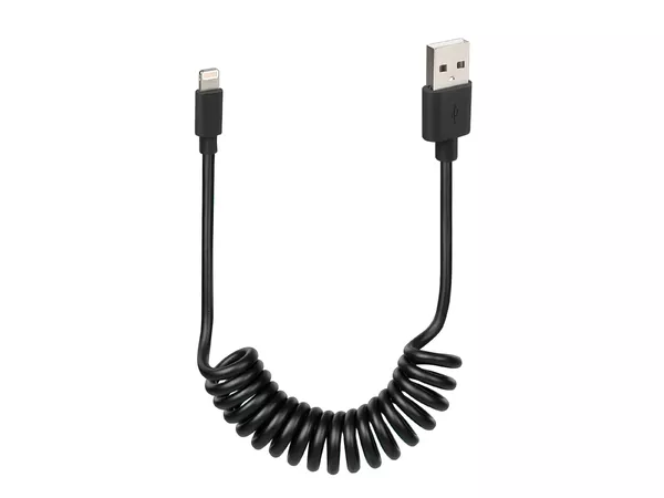 USB Cable coiled type Apple 8-pin 100cm black