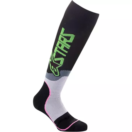 Socks MX Alpinestars MX Plus 2 black \/ green \/ pink M - Size: M