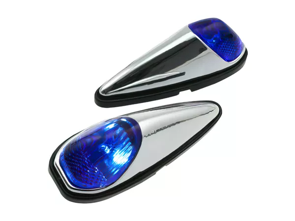 Glue-On Light\/Indicator Set Raindrop blue\/chrome