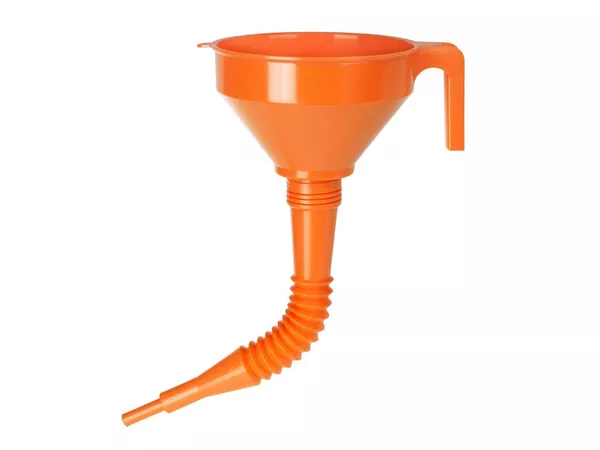 Funnel Pressol polyethylene orange with flexible spout 160mm