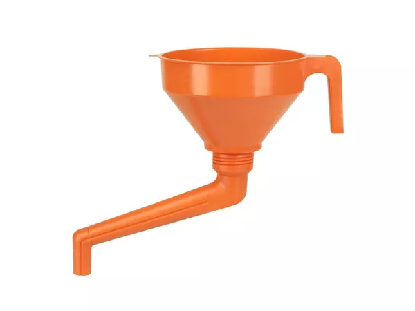 Funnel Pressol polyethylene orange with angled spout 160mm