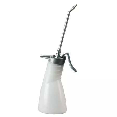Oil Can Pressol polyethylene with pump white rigid spout 135mm \/ 200ml