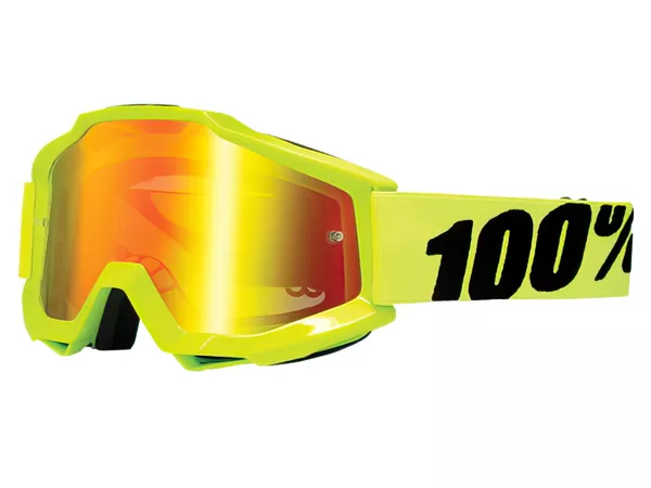 100% Goggles Accuri Neon Yellow red mirror lens