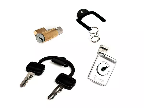 Barrel Lock Set RMS 4mm (2x) keyed-alike Vespa PX \/ GL \/ Super 125-200cc (VNX-VLX-VSX-VLA-VLB-VBC)