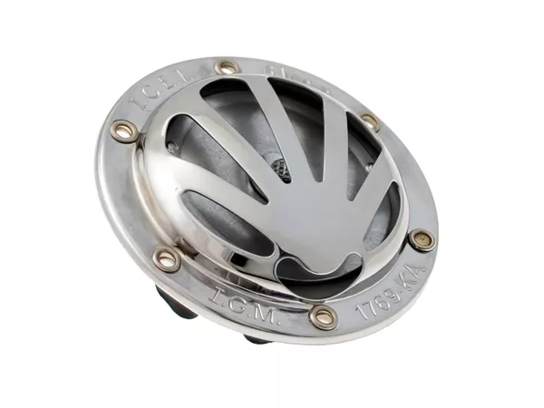 Horn RMS d=72mm 6V AC chrome Vespa SS 50-90cc \/ Nuova 125cc